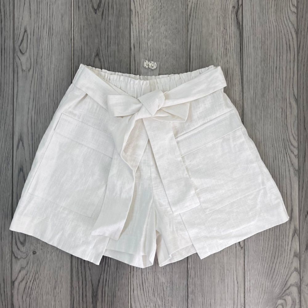 Moon River Women Size S White Linen Front Tie Skort NEW Shorts Skirt Pocket Art